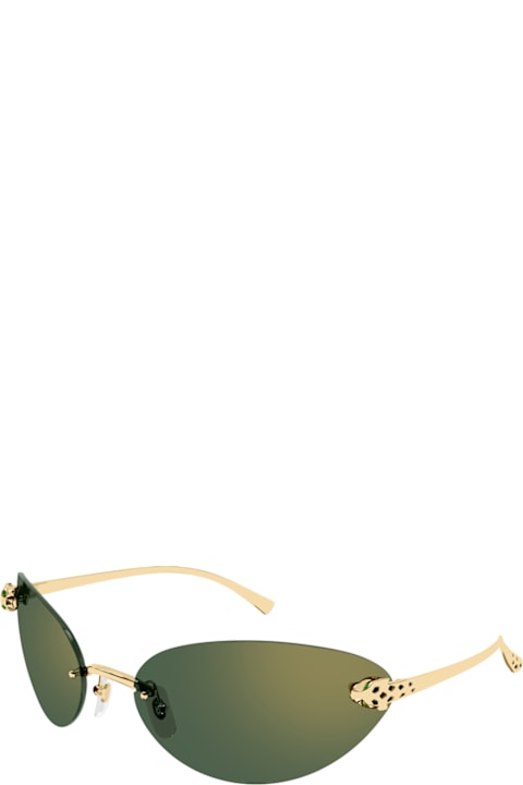 Cartier Eyewear for Kids Cartier Eyewear Cartier Ct0635s Panthère De Cartier 003 Gold Green Sunglasses