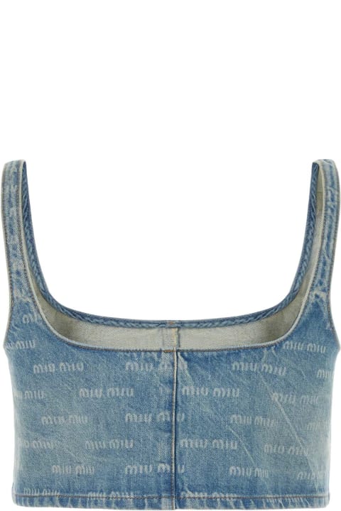 Miu Miu for Women Miu Miu Printed Denim Crop-top