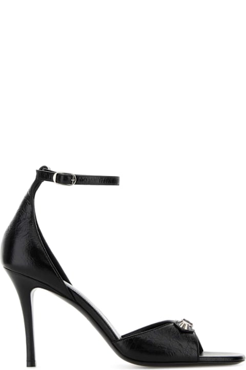 Balenciaga Black Leather City Up Sandals