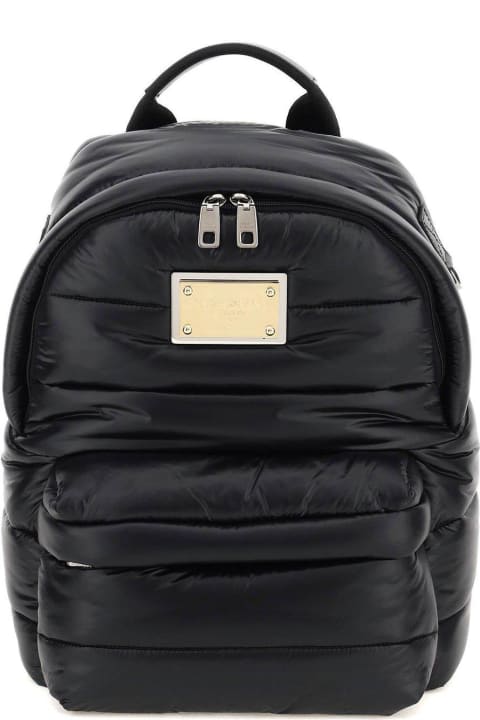 Padded Logo-plaque Zipped Backpack