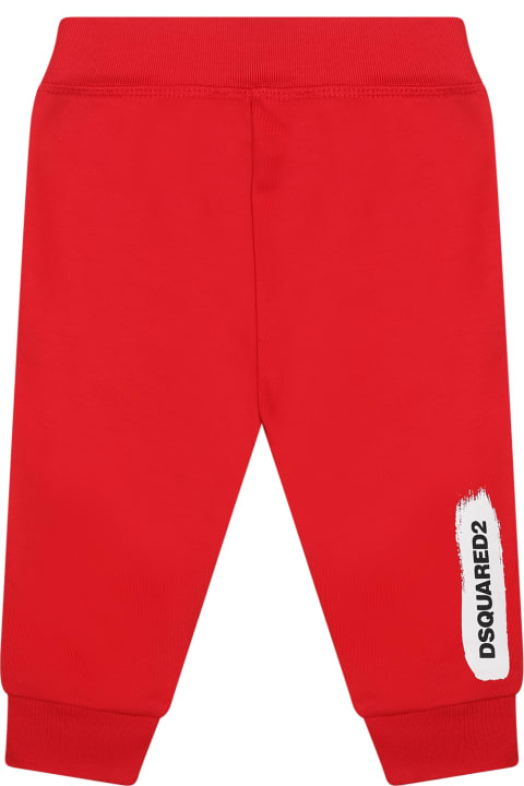 Bottoms for Baby Boys Dsquared2 Red Trousers For Baby Boy With Logo