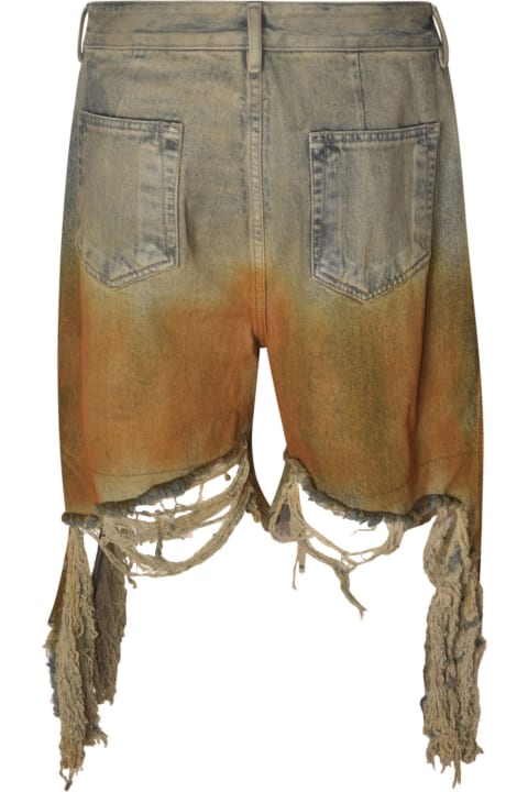 Pants for Men Rick Owens Vintage Effect Distressed Denim Shorts