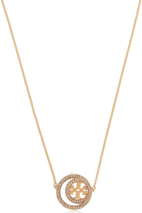 Necklaces for Women Tory Burch Miller Double Ring Pendant Embellished Necklace