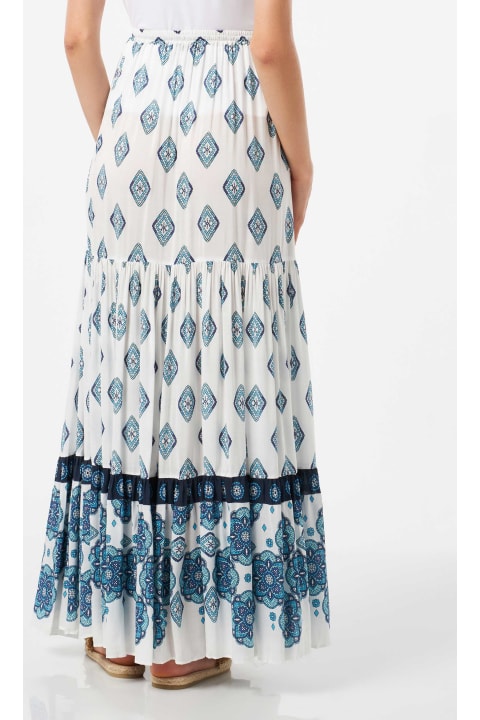 Homeware MC2 Saint Barth Light Blue Flower Gipsy Print Long Skirt