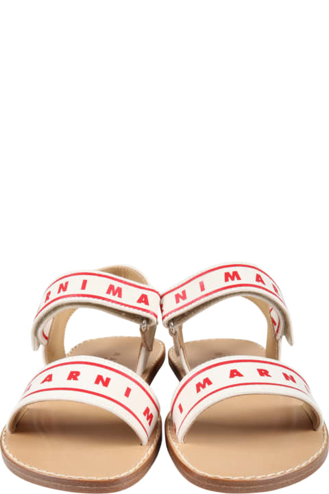 Shoes for Girls Marni Multicolor Sandals For Girl With Red Logo
