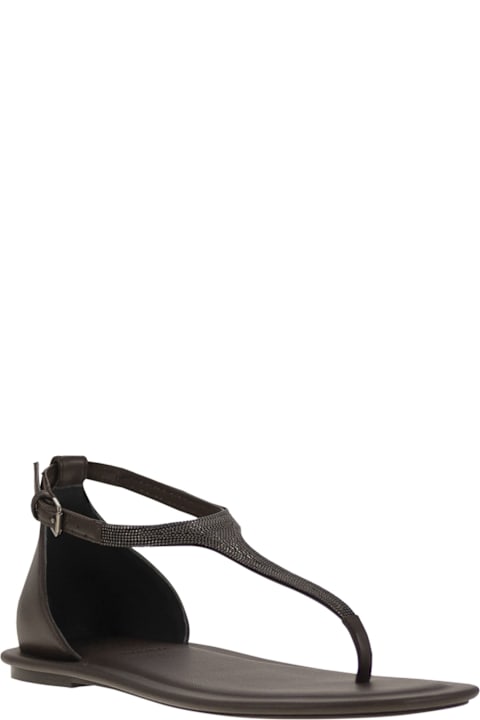 Brunello Cucinelli Sandals for Women Brunello Cucinelli Nappa Leather Sandals With Strap