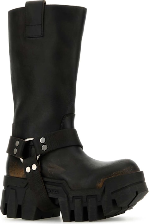 Fashion for Women Balenciaga Black Leather Bulldozer Boots