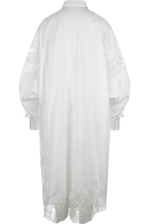 Ermanno Scervino for Women Ermanno Scervino White Oversized Shirt Dress With Lace