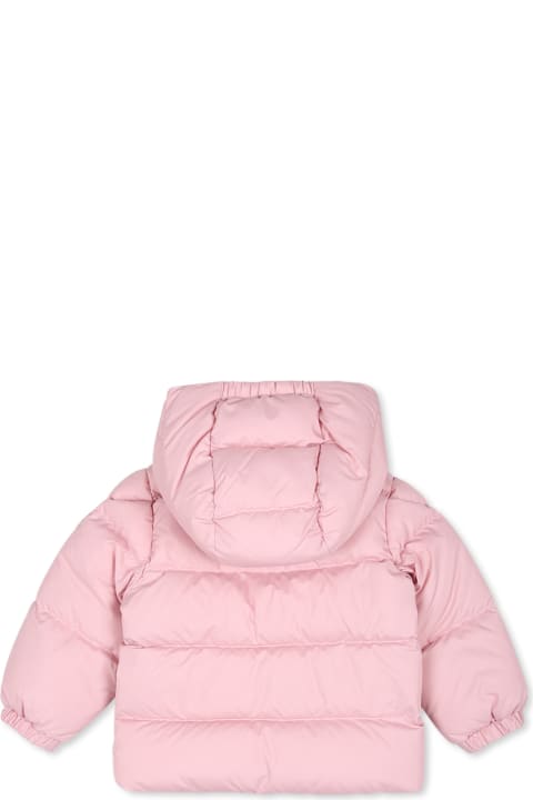 Moncler Coats & Jackets for Baby Girls Moncler Sharon Pink Down Jacket For Baby Girlwith Logo