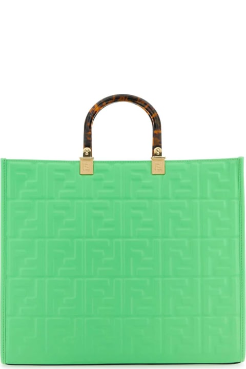 Fashion for Women Fendi Fluo Green Leather Medium Sunshine Shopping Bag