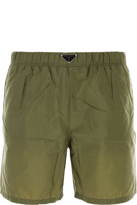 Swimwear for Men Prada Army Green Re-nylon Swimming Shorts