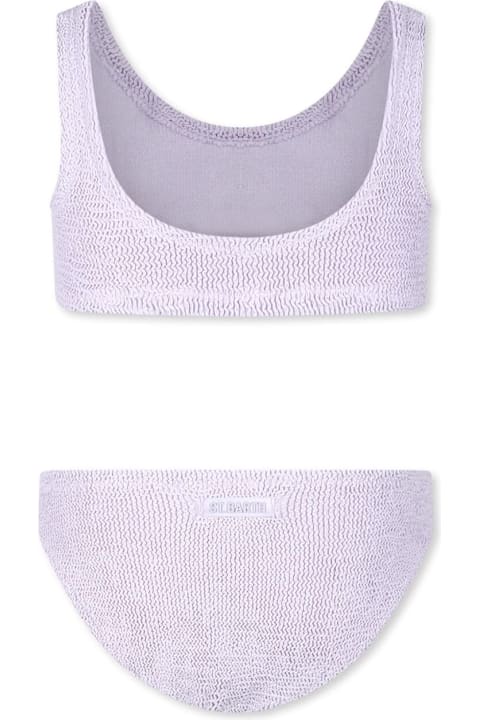 MC2 Saint Barth Swimwear for Girls MC2 Saint Barth 'baker' Violet Bikini With Fixed Shoulder Straps And Crinkled Effect In Tech Fabric Stretch Girl