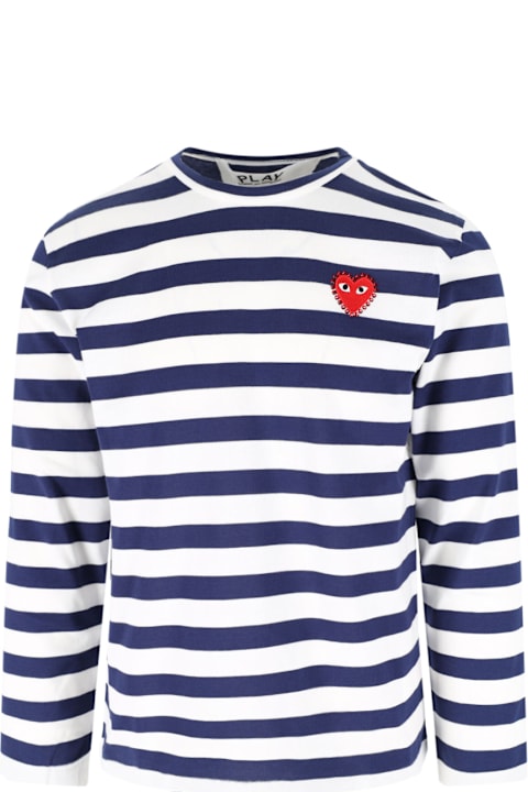 Comme des Garçons Play for Men Comme des Garçons Play 'emblem' Striped T-shirt With Rhinestones