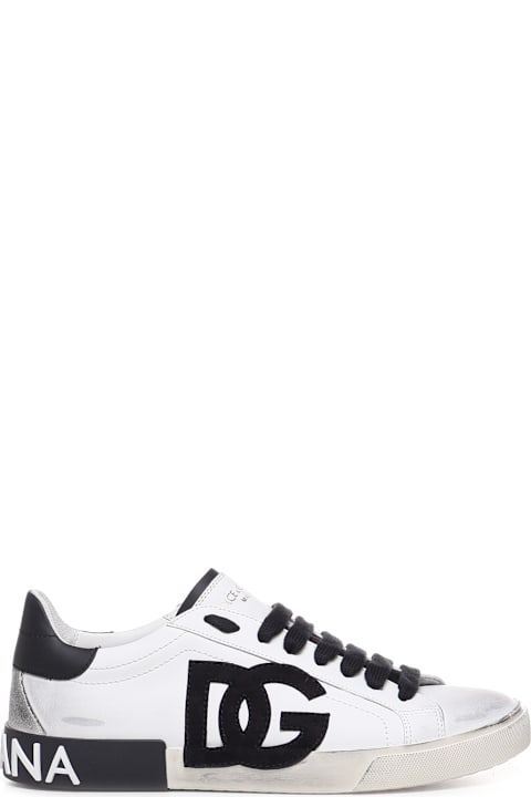 Shoes for Men Dolce & Gabbana Portofino Vintage Sneaker In Calf Leather