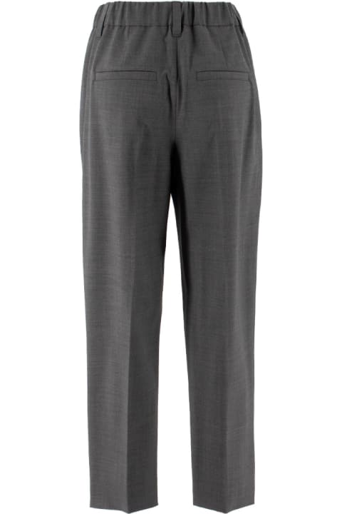 Brunello Cucinelli Pants & Shorts for Women Brunello Cucinelli Tropical Luxury Wool Cigarette Trousers