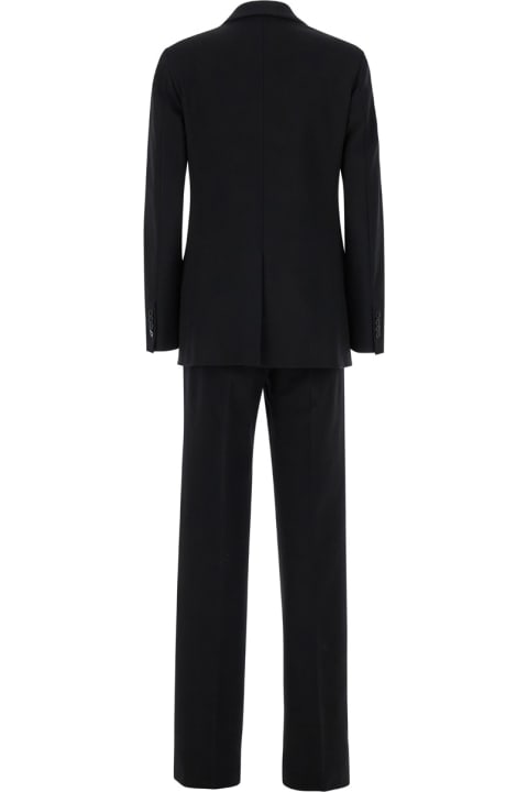 Suits for Women Mauro Grifoni Black Double-breasted Suit With Notched Revers In Stretch Fabric Woman