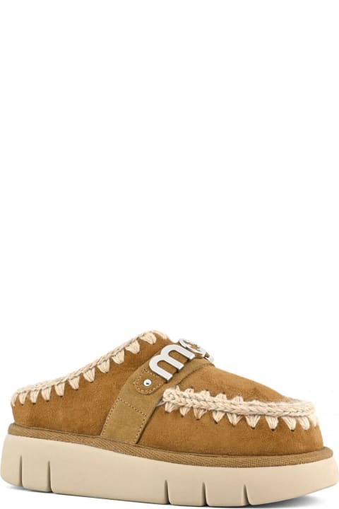 Mou Brown Double-face Sheepskin Bounce Clog