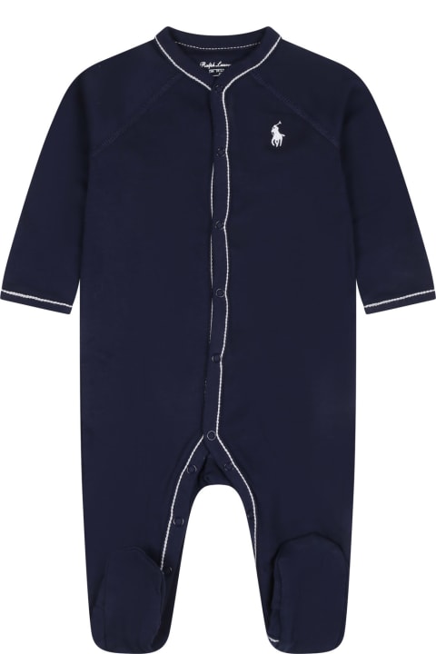 Bodysuits & Sets for Baby Girls Ralph Lauren Blue Babygrow For Baby Boy With Pony Logo