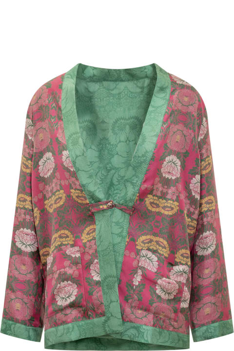 Pierre-Louis Mascia Sweaters for Women Pierre-Louis Mascia Silk Kimono With Floral Pattern