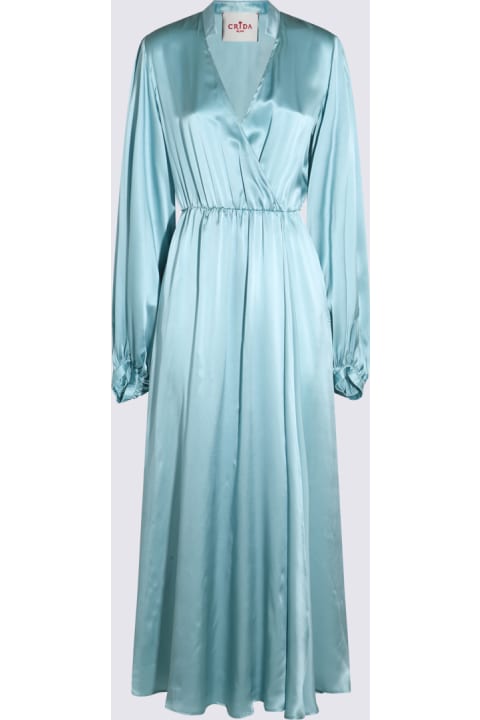 Fashion for Women Crida Milano Light Blue Satin Matera Long Dress