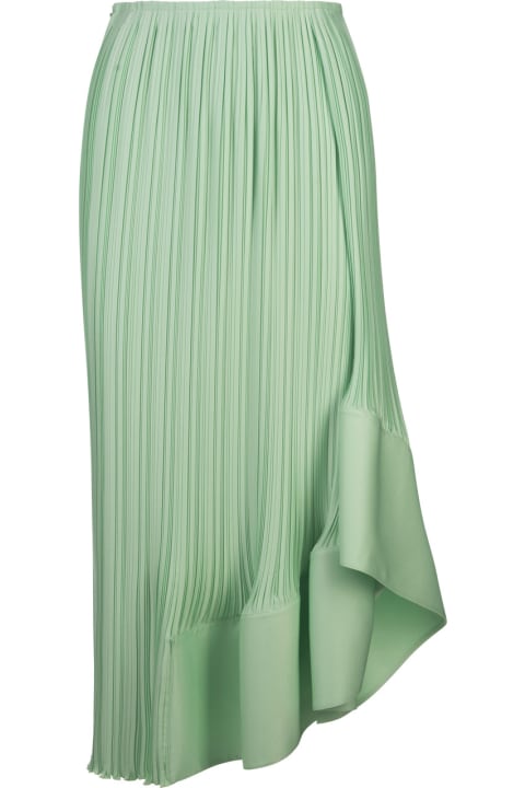 ウィメンズ新着アイテム Lanvin Green Satin Asymmetrical Midi Skirt