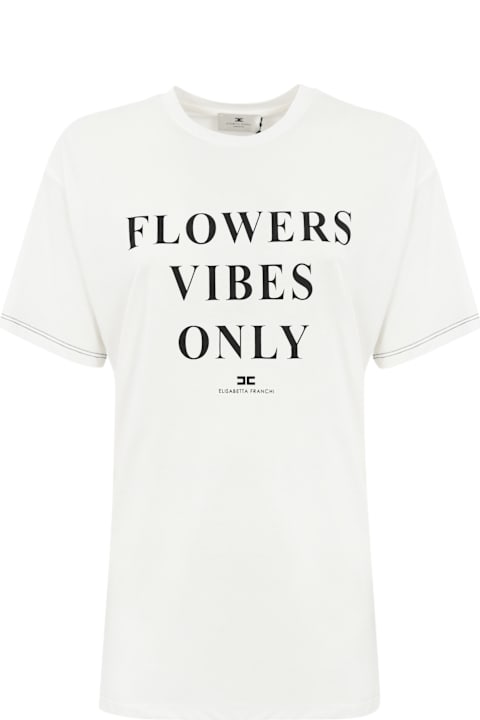 Homeware Elisabetta Franchi Jersey T-shirt With Print And Satin Bands