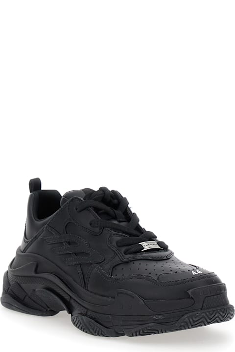 Balenciaga Shoes for Men Balenciaga 'triple S Sporty' Black Sneaker With 3b Logo Embroidered On The Side And Worn Effect In Tech Fabric Man
