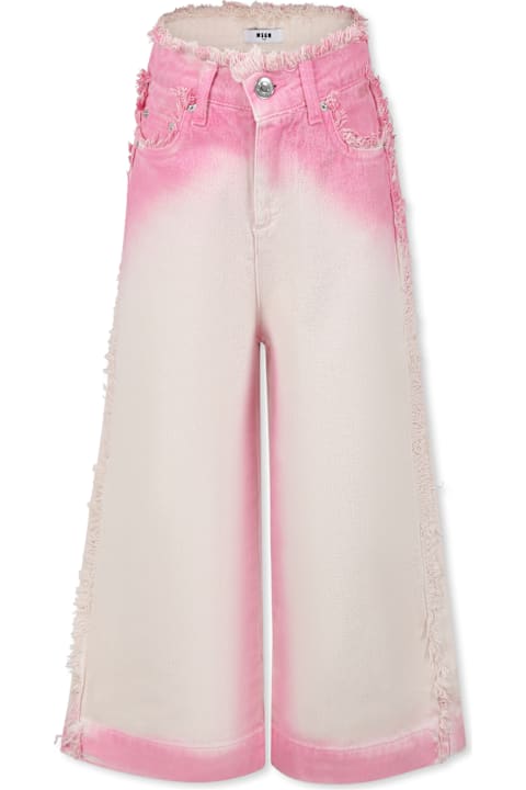 Homeware MSGM Pink Jeans For Girl With Logo
