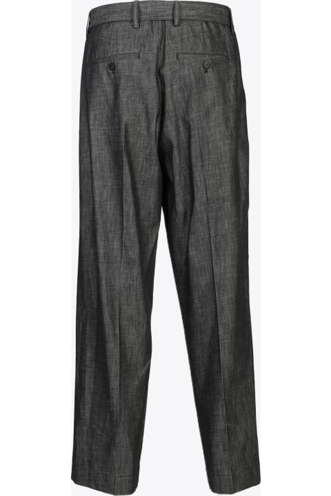Belted Pants Grey cotton pleated belted pant - Belted pant