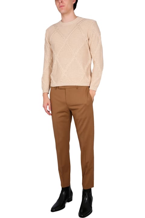 Ballantyne Clothing for Men Ballantyne Cotton Cable Stitch Crew Neck Sweater