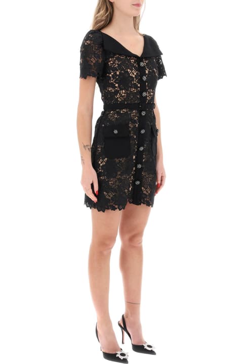 Fashion for Women self-portrait Lace Mini Dress With Folded Neckline