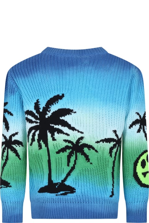 Sweaters & Sweatshirts for Boys Barrow Light Blue Cotton Sweater For Kids With Smiley And Palm Trees
