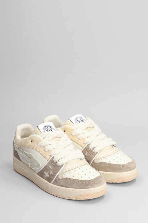 Sneakers In Brown Suede And Fabric