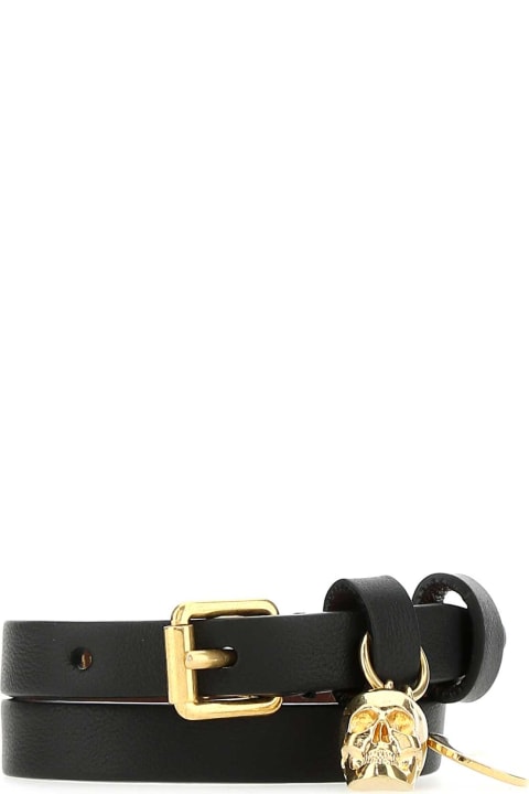 ウィメンズ Alexander McQueenのジュエリー Alexander McQueen Black Leather Bracelet