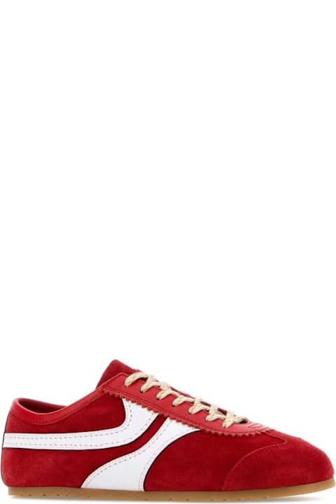 Dries Van Noten Red Suede Sneakers