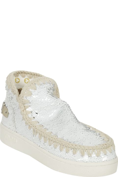 Mou Boots for Women Mou Eskimo New Low Heels Ankle Boots In White Synthetic Fibers