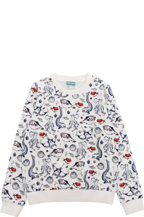 Sweaters & Sweatshirts for Boys Kenzo Kids White Sweater With Prints