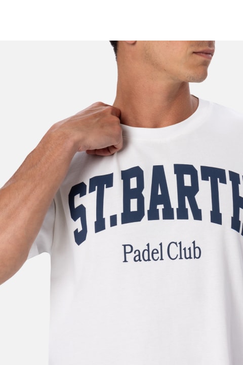 Fashion for Men MC2 Saint Barth Man Cotton T-shirt With St. Barth Padel Club Placed Print