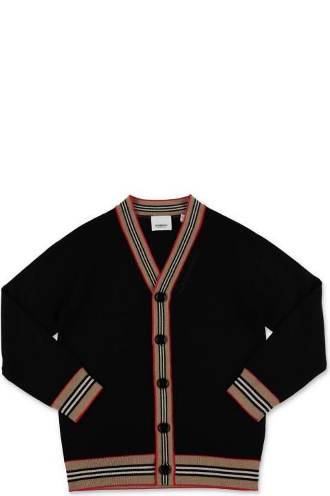 Sweaters & Sweatshirts for Boys Burberry Burberry Cardigan Graham Nero In Maglia Di Lana Bambino
