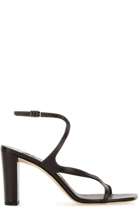 Jimmy Choo Brown Leather Azie 85 Sandals | italist