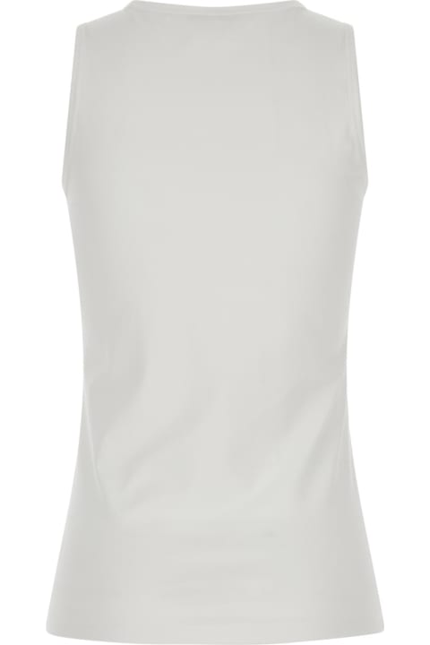 Jil Sander Women Jil Sander White Basic Tank Top With Embroidered Logo In Cotton Woman