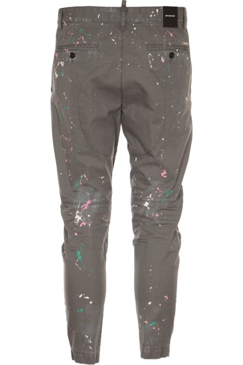Dsquared2 Pants for Women Dsquared2 Paint-splatter Straight-leg Distressed Trousers