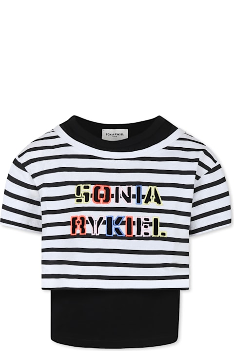 Homeware Rykiel Enfant Multicolor Crop T-shirt For Girl With Logo