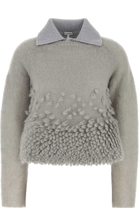 Loewe Sweaters for Women Loewe Grey Mohair Blend Polo Shirt