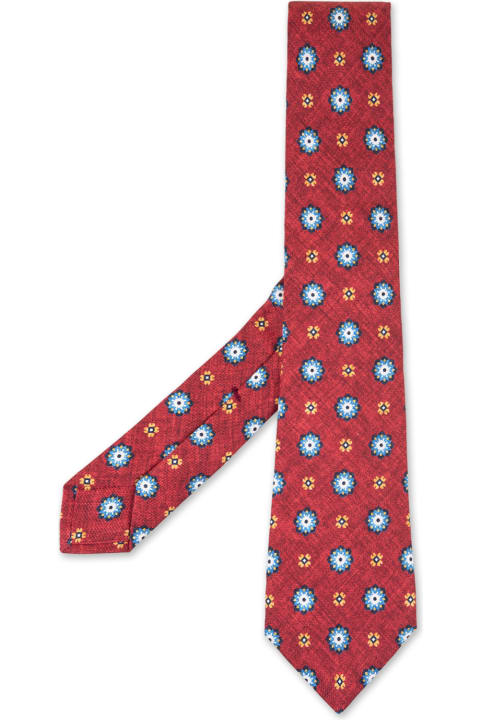 Ties for Men Kiton Red Tie With Flower Pattern