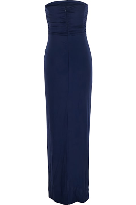 Simkhai for Men Simkhai 'emma' Blue Strapless Long Dress With Ring Embellishment In Tech Fabric Stretch Woman