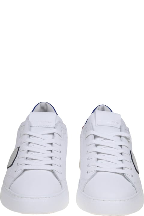 Philippe Model for Men Philippe Model Temple Low Sneakers In White And Blue Leather