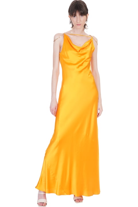 Azealia Gown Dress In Orange Silk