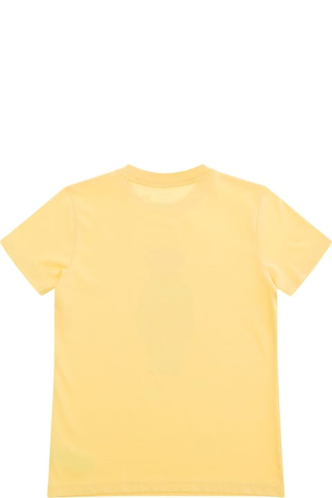 Ralph Lauren Kids Ralph Lauren Yellow Crew Neck T-shirt With Front Bear Print In Cotton Boy