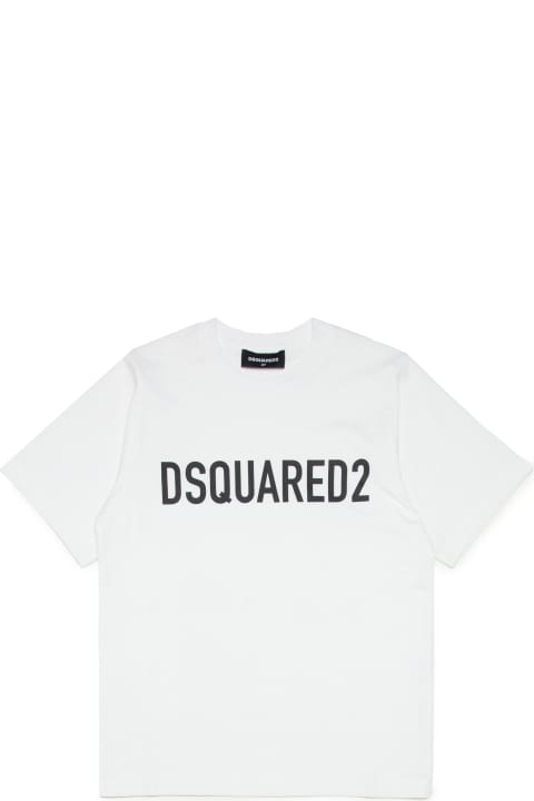 Fashion for Men Dsquared2 D2t857u Slouch Fit-eco T-shirt Dsquared White Organic Cotton T-shirt With Logo